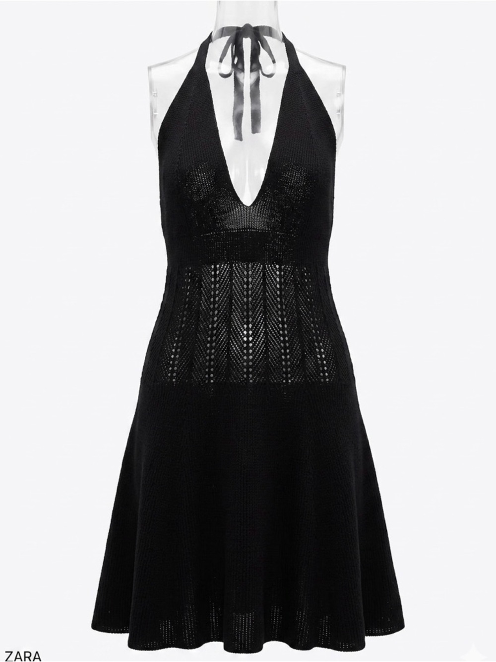 Zara Black Halter V-Neck Knit Sundress. Never worn with tags. Large